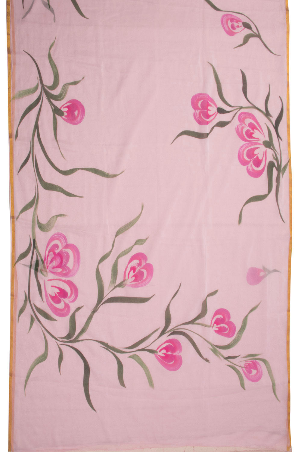 Pink Hand Painted Chiffon Saree 10073497