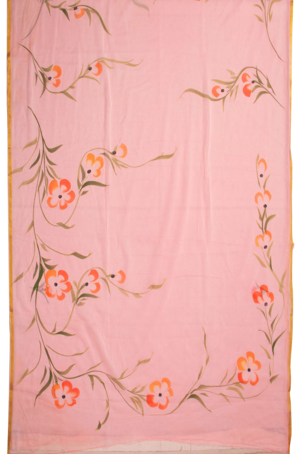 Peach Hand Painted Chiffon Saree 10073504v