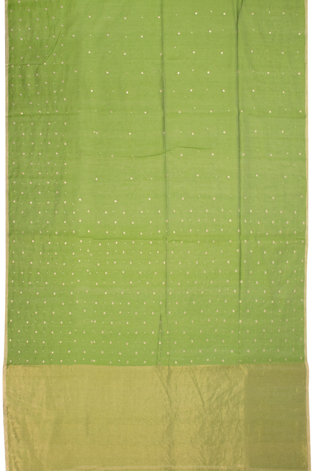 Green Chanderi Silk Cotton Saree with Tissue Pallu