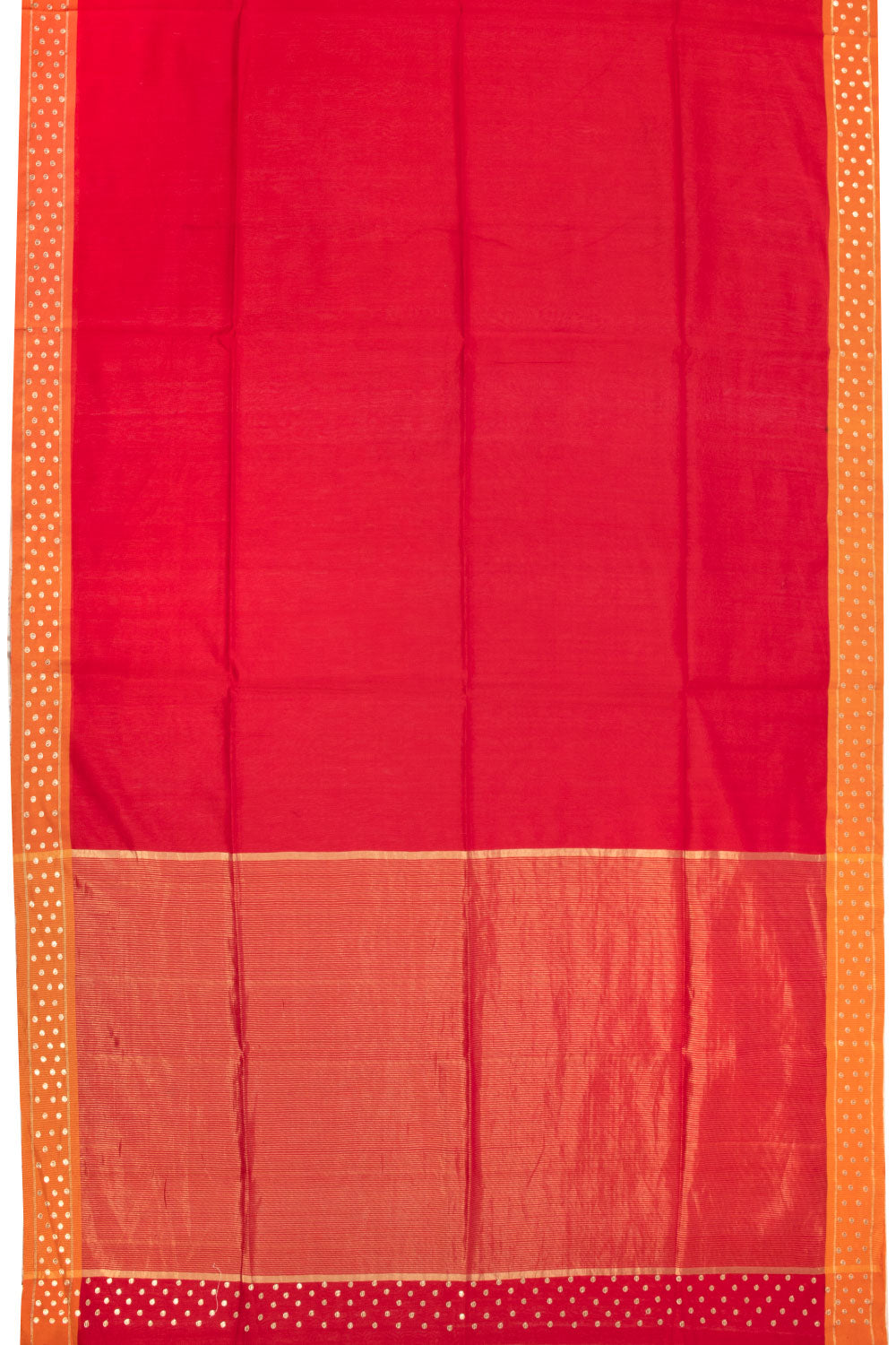 Red Handwoven Chanderi Silk Cotton With Tissue Pallu