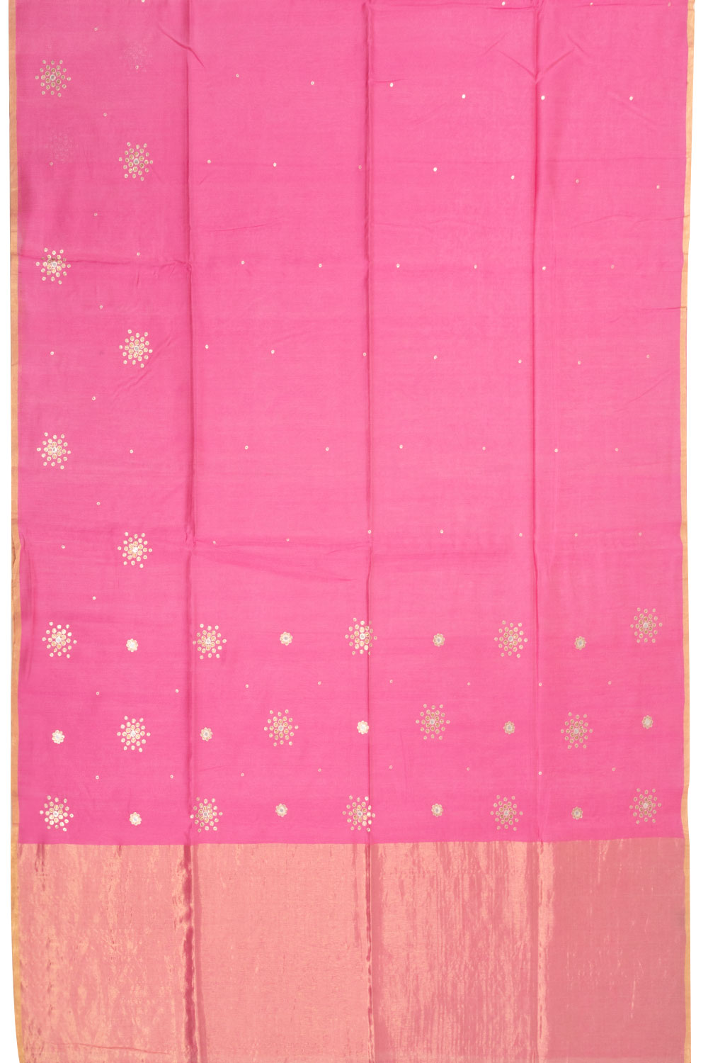 Pink Chanderi Silk Cotton Saree With Tissue Pallu