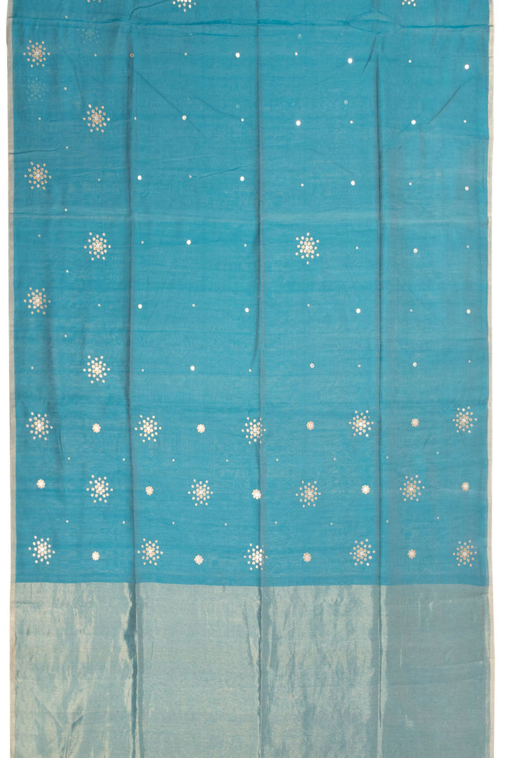 Blue Chanderi Silk Cotton Saree With Tissue Pallu