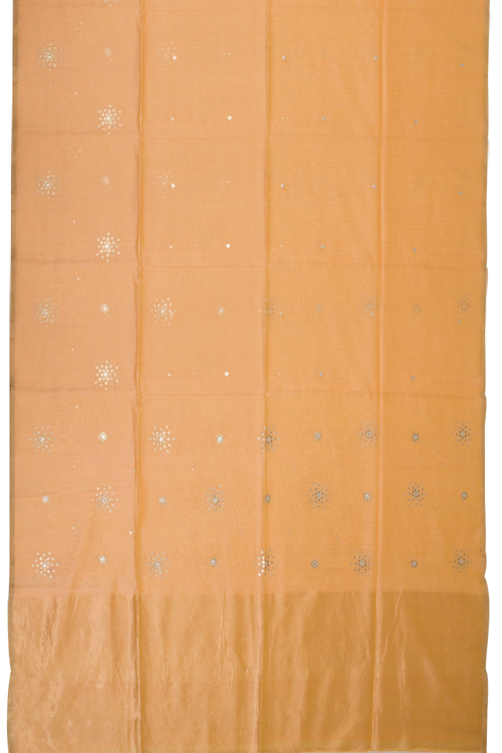 Pastel Orange Silk Cotton Saree With Tissue Pallu