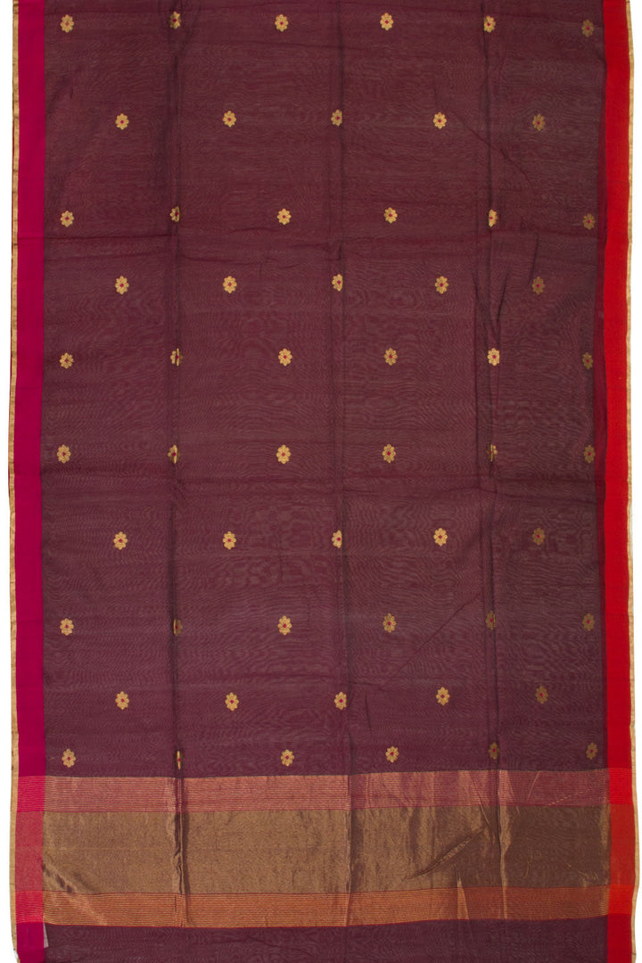 Maroon Silk Cotton Saree With Tissue Pallu