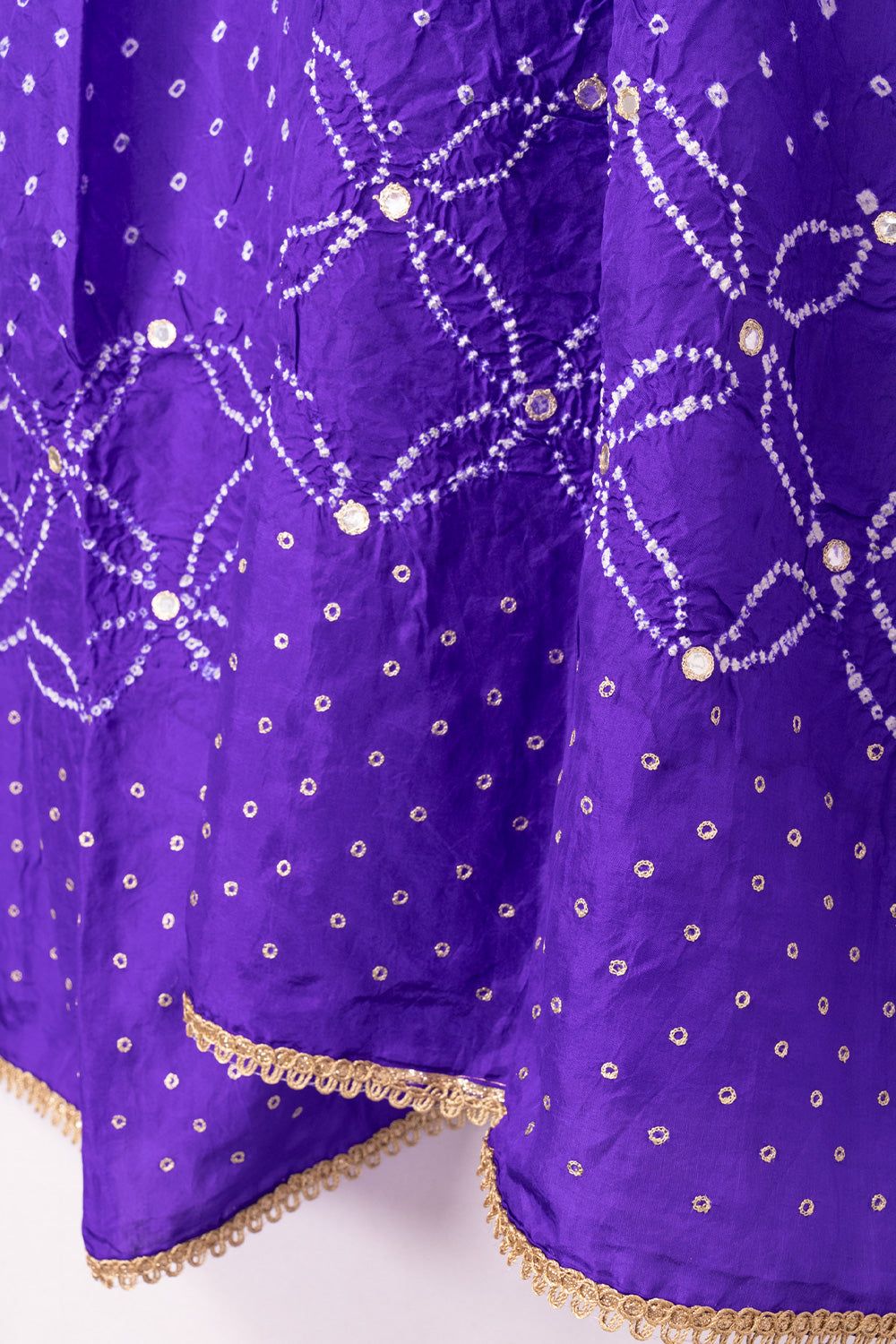 Purple Bandhani Mulberry Silk Dupatta 10072127