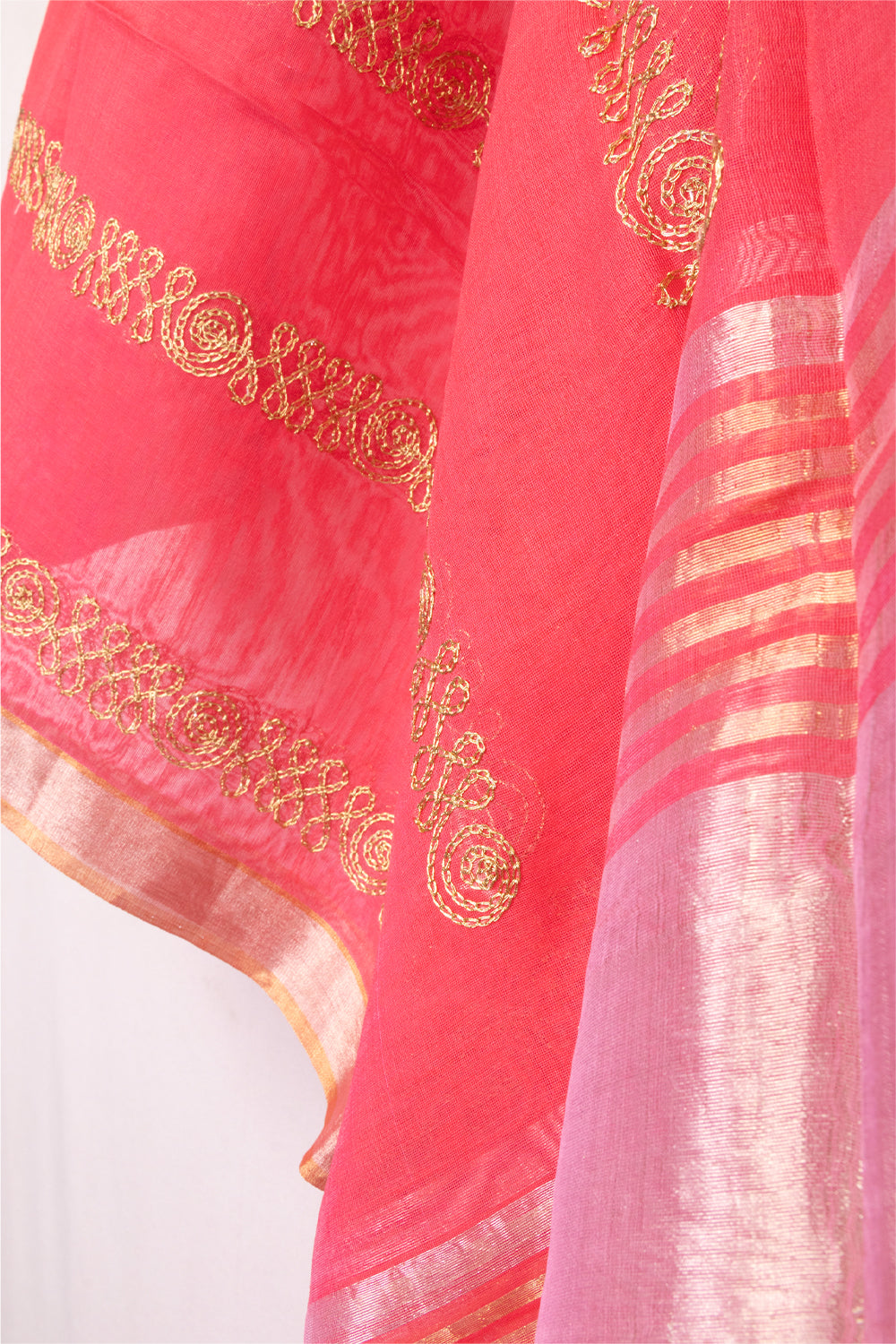 Pink Embroidery Silk Cotton Dupatta 10072156