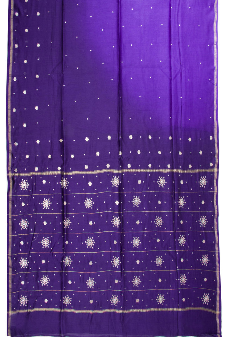 Violet Handloom Mercersised Saree with Zari Embroidery 10073077