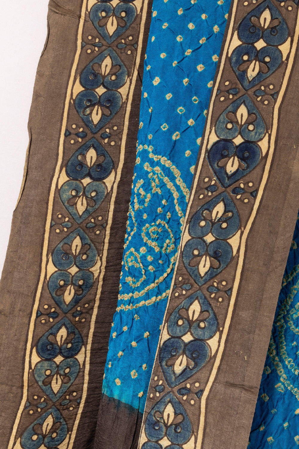 Blue Ajrakh Printed Bandhani Gajji Silk Dupatta 10073121