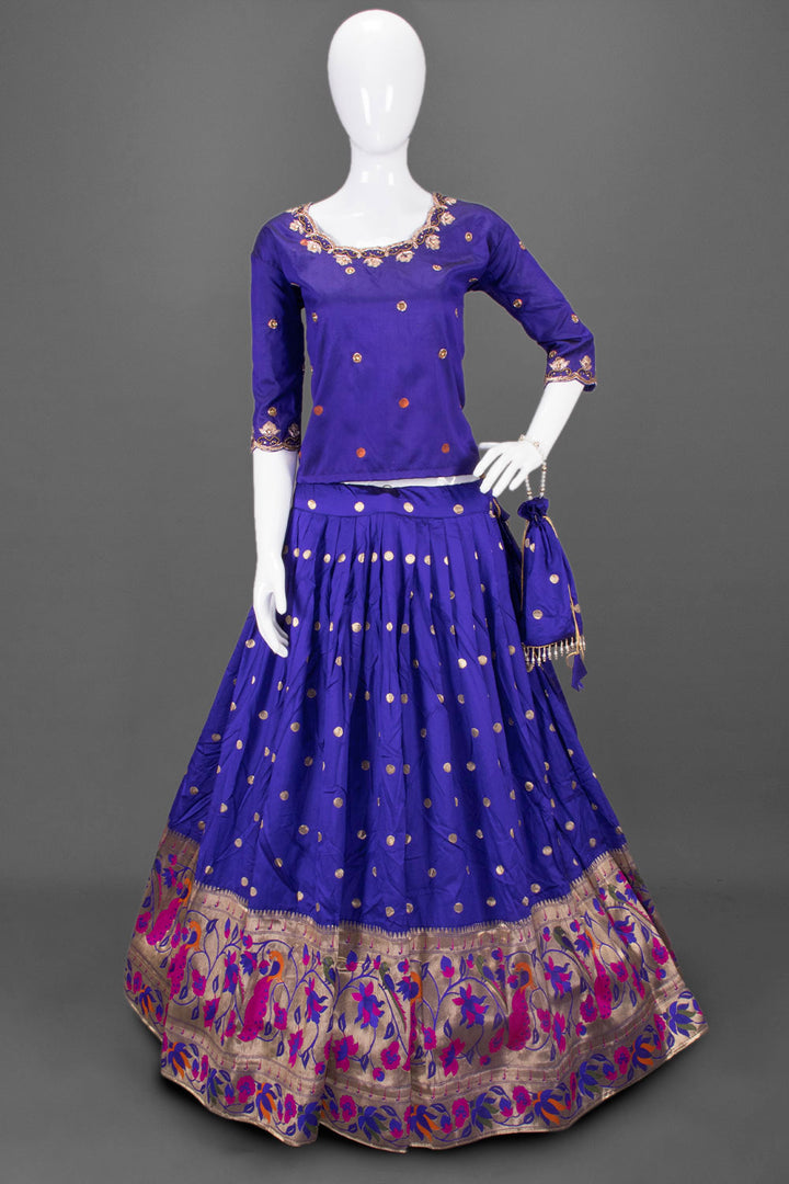 Violet Handcrafted Paithani Lehenga-Avishya