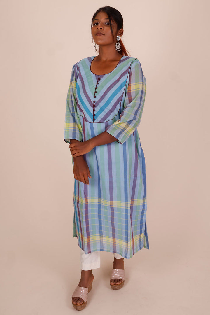 Blue Andhra cotton kurta 10070689