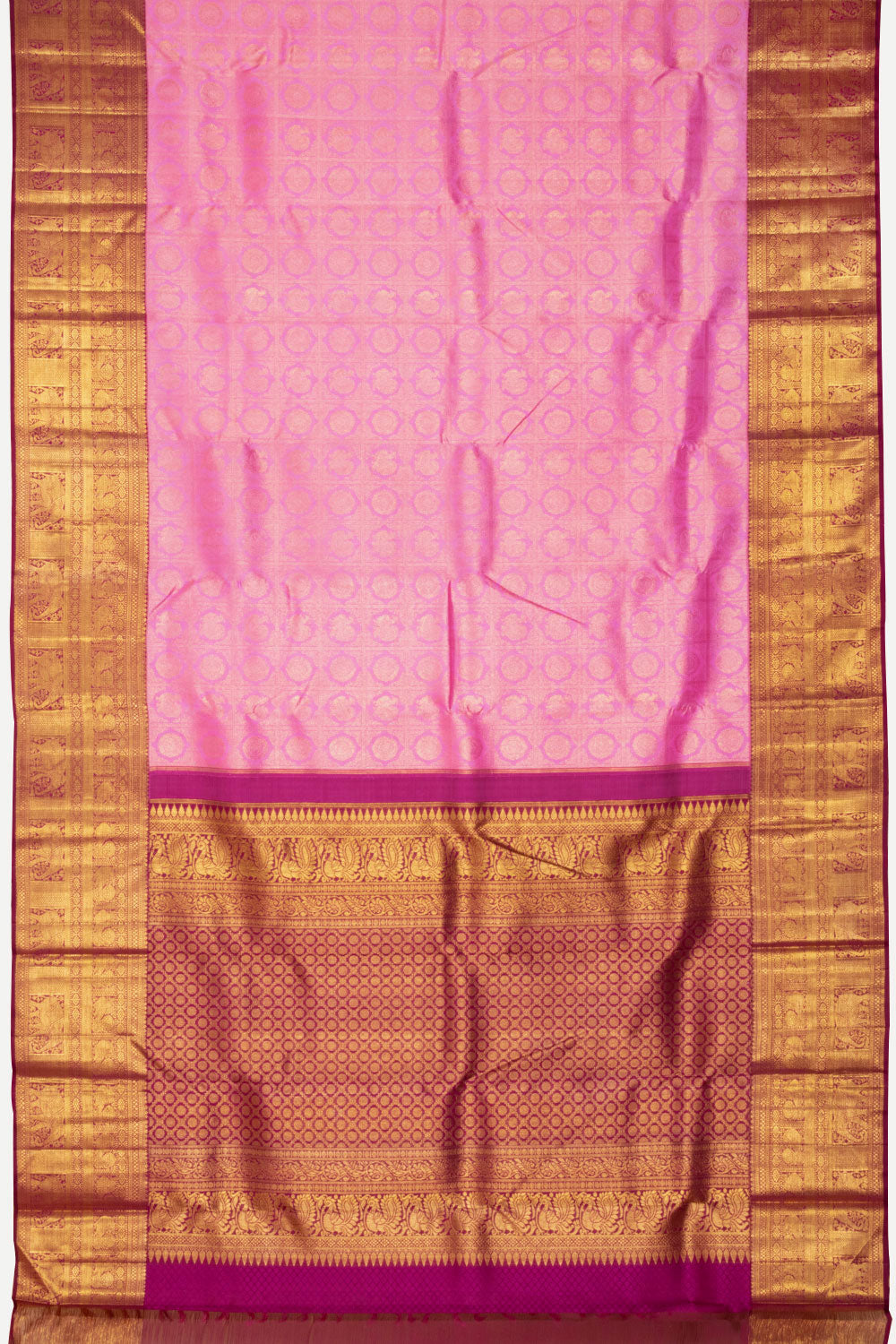 Pink Bridal Kanjivaram Korvai Silk Saree