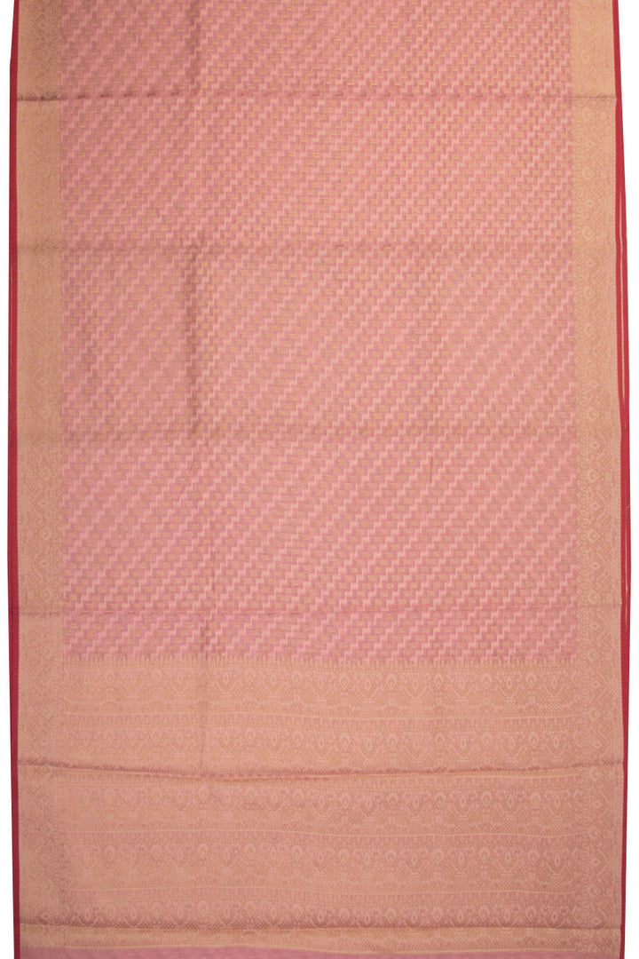 Pink Handloom Banarasi Silk Cotton Saree 10070507