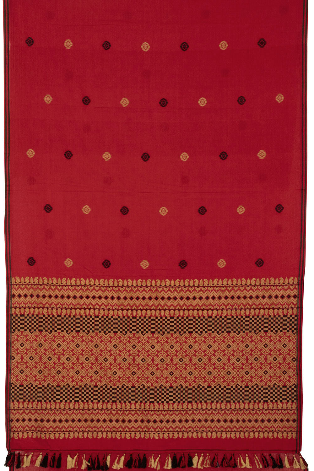 Red Handloom Assam Cotton Saree - Avishya