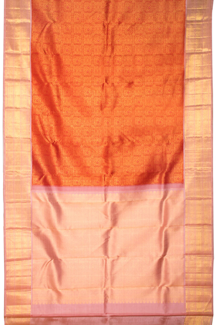 Orange Bridal Korvai Kanjivaram Silk Saree