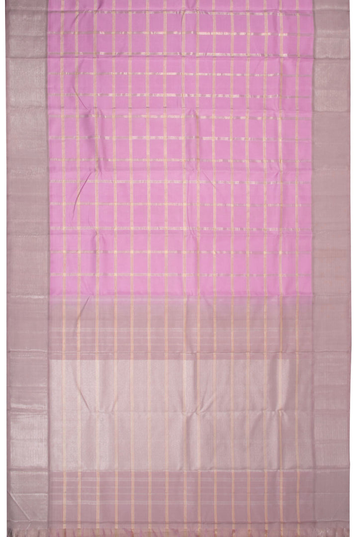 Pastel Pink Handloom Korvai Kanjivaram Silk Saree 10070632