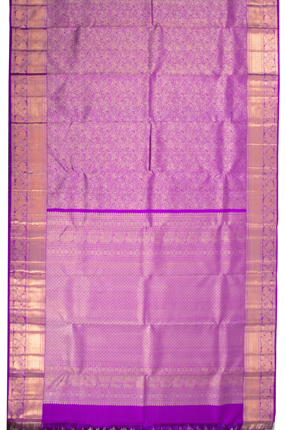 Purple Handloom Kanchipuram Pure Zari Saree 10072866