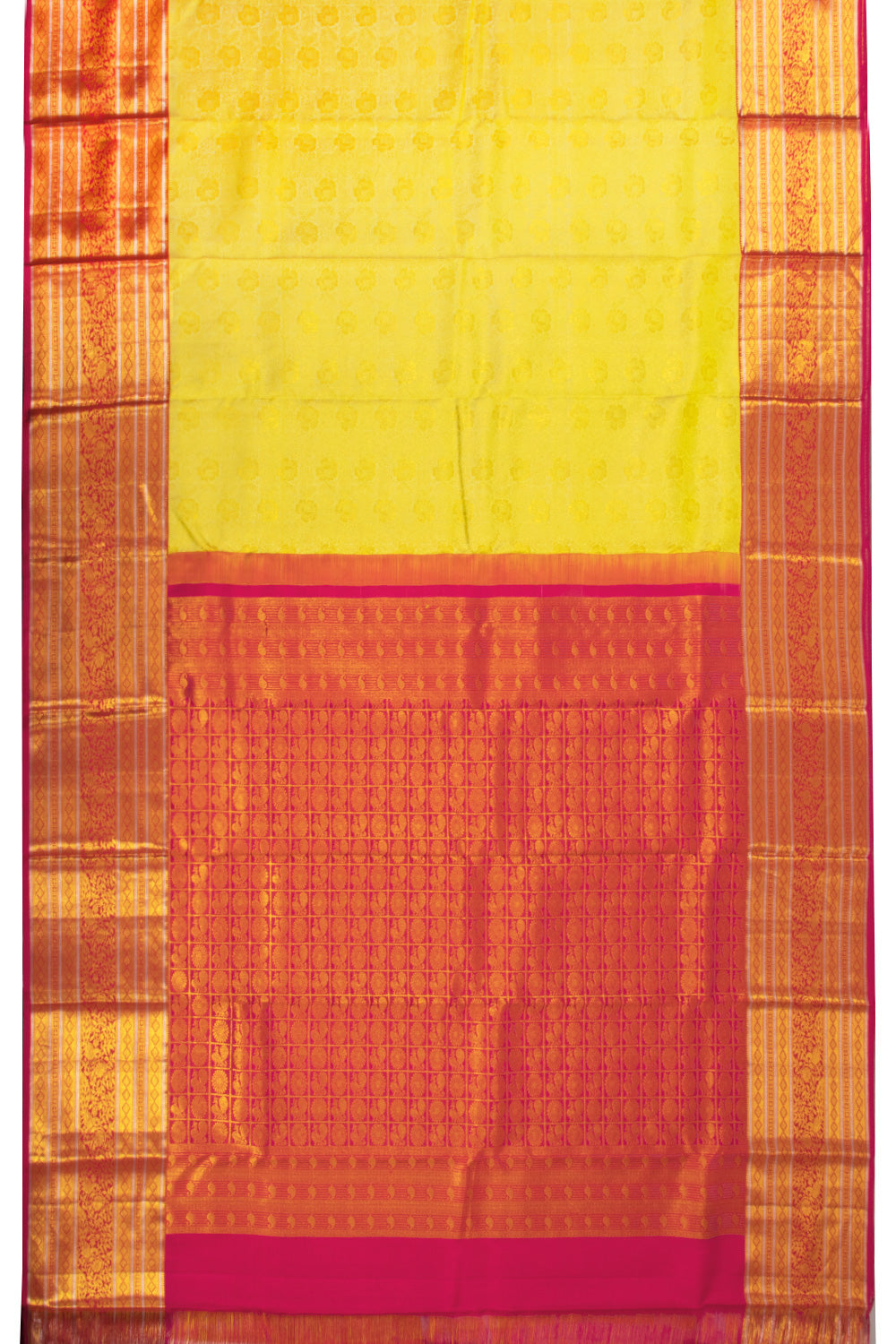 Yellow Kanchipuram Pure Zari Silk Saree 10072875