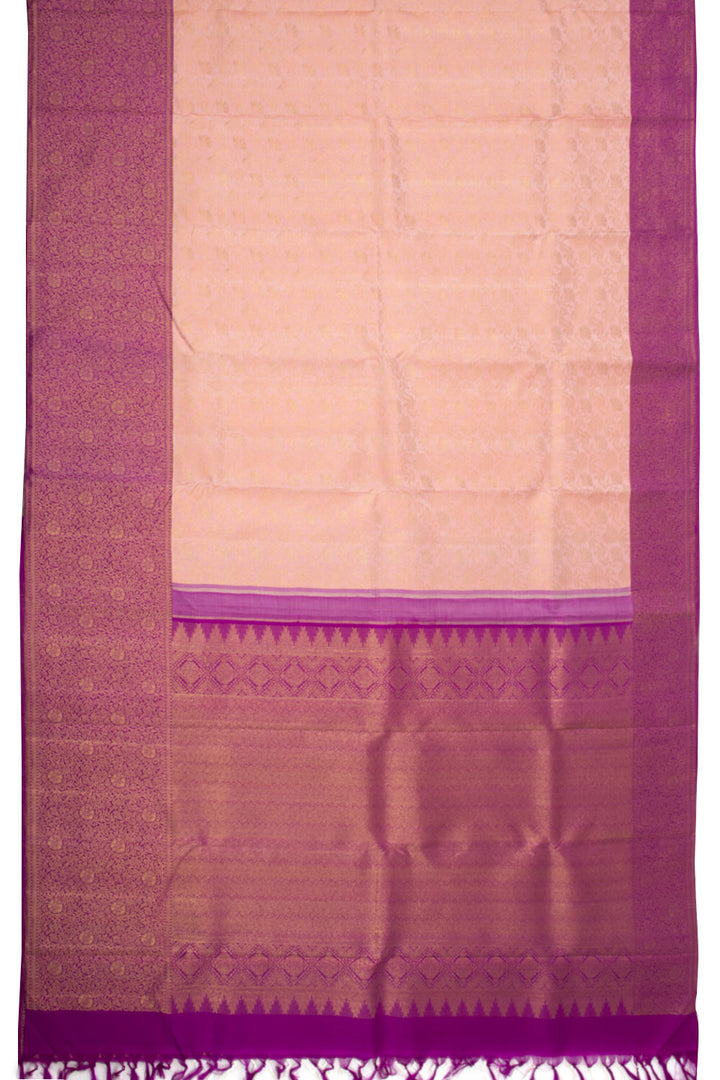 Misty Rose Pink Bridal Korvai Kanjivaram Pure Zari Silk Saree 10073938