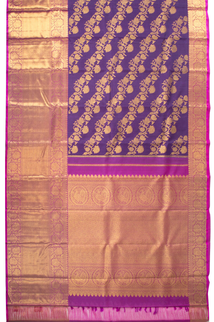 Royal Purple Bridal Kanjivaram Pure Zari Silk Saree 10073940