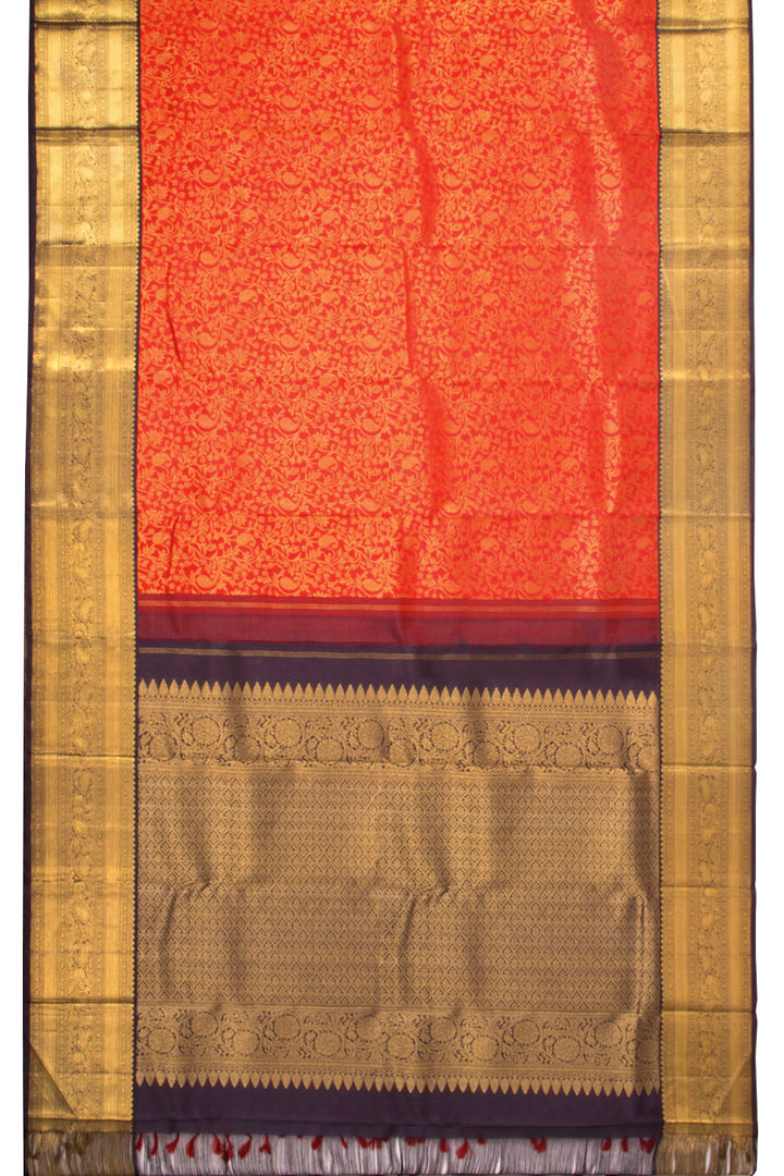 Candy Apple Red Bridal Korvai Kanjivaram Pure Zari Silk Saree 10073942