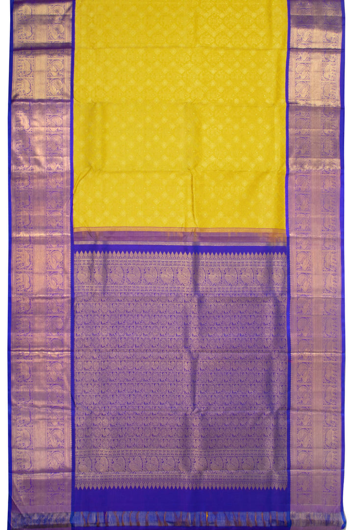 Banana Yellow Korvai Bridal Kanjivaram Pure Zari Silk Saree 10073949