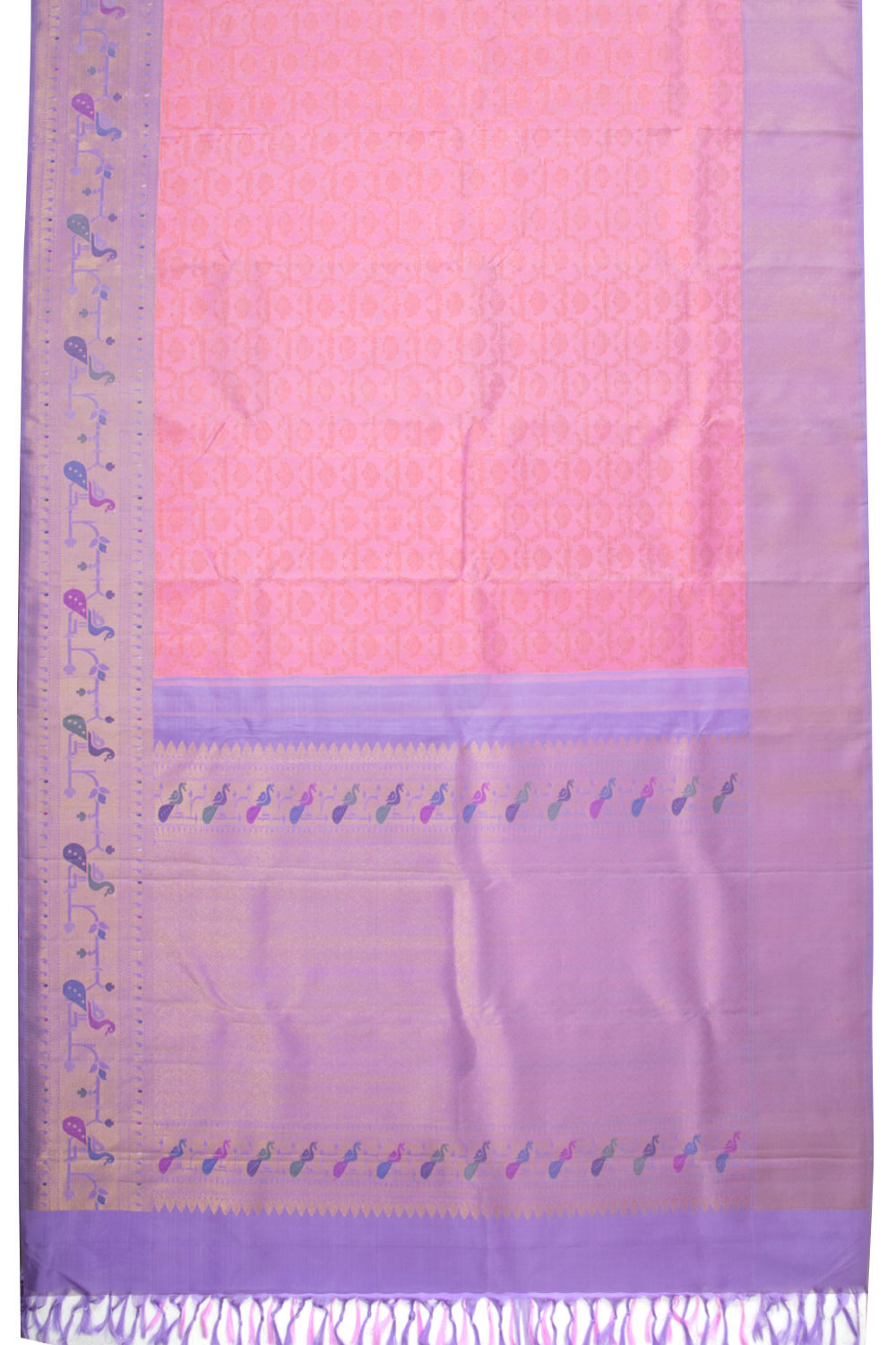 Cherry Blossom Pink Korvai Bridal Kanjivaram Pure Zari Silk Saree 10073955