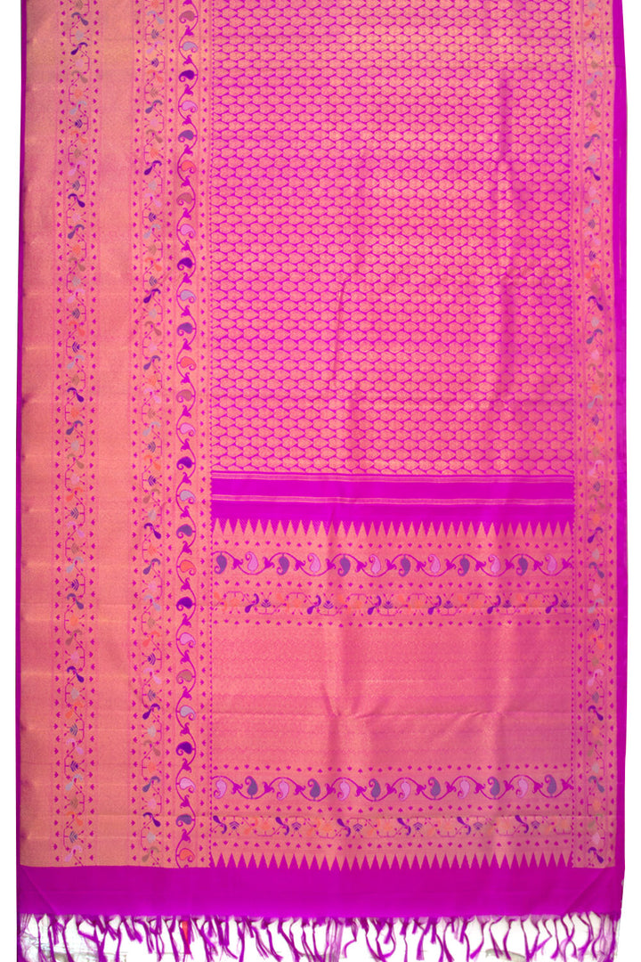 Magenta Pink Bridal Kanjivaram Pure Zari Silk Saree 10073957