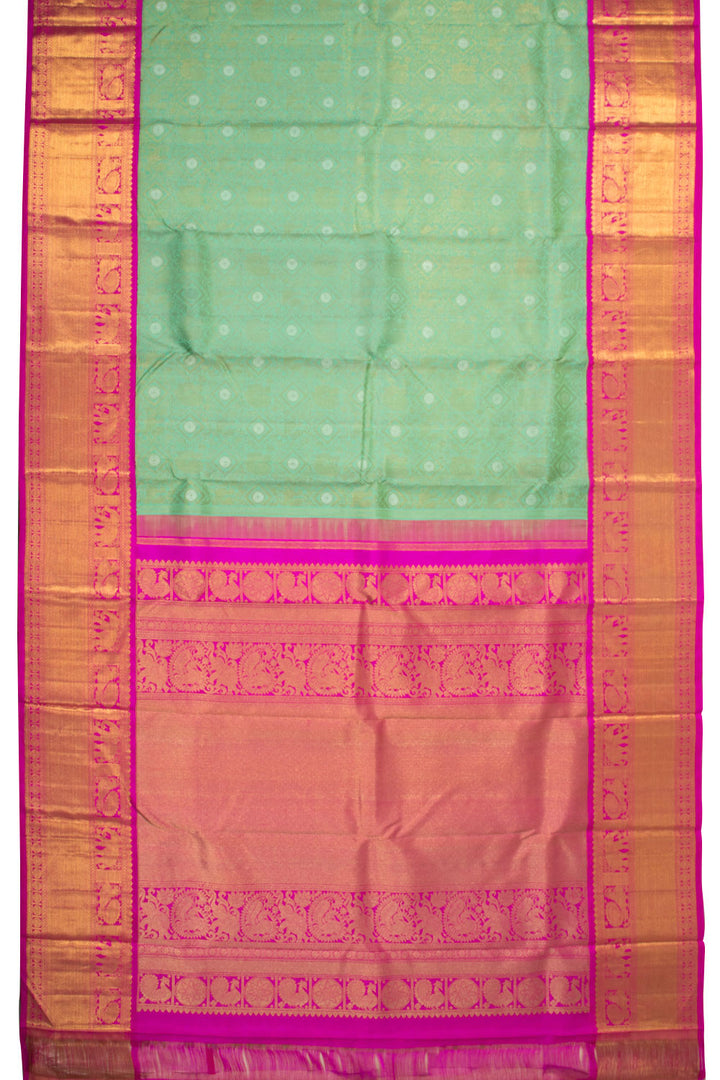 Mint Green Korvai Bridal Kanjivaram Pure Zari Silk Saree 10073965