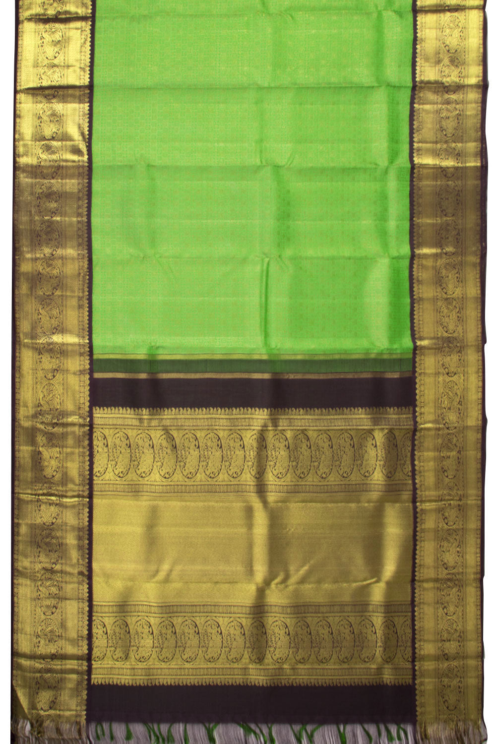 Malachite Green Korvai Bridal Kanjivaram Pure Zari Silk Saree 10073969