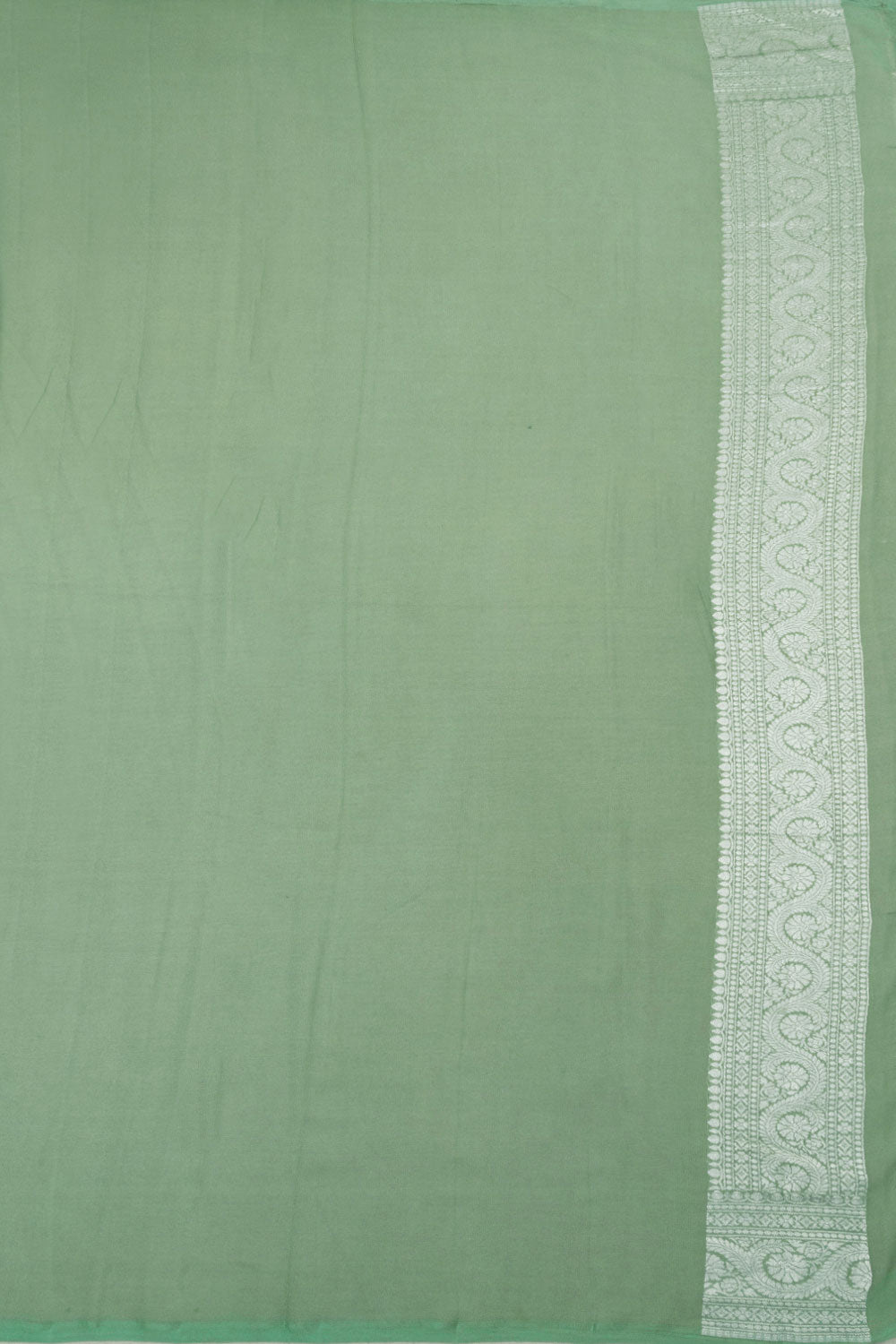 Spanish Green Handcrafted Banarasi Khaddi Georgette Saree 10063212