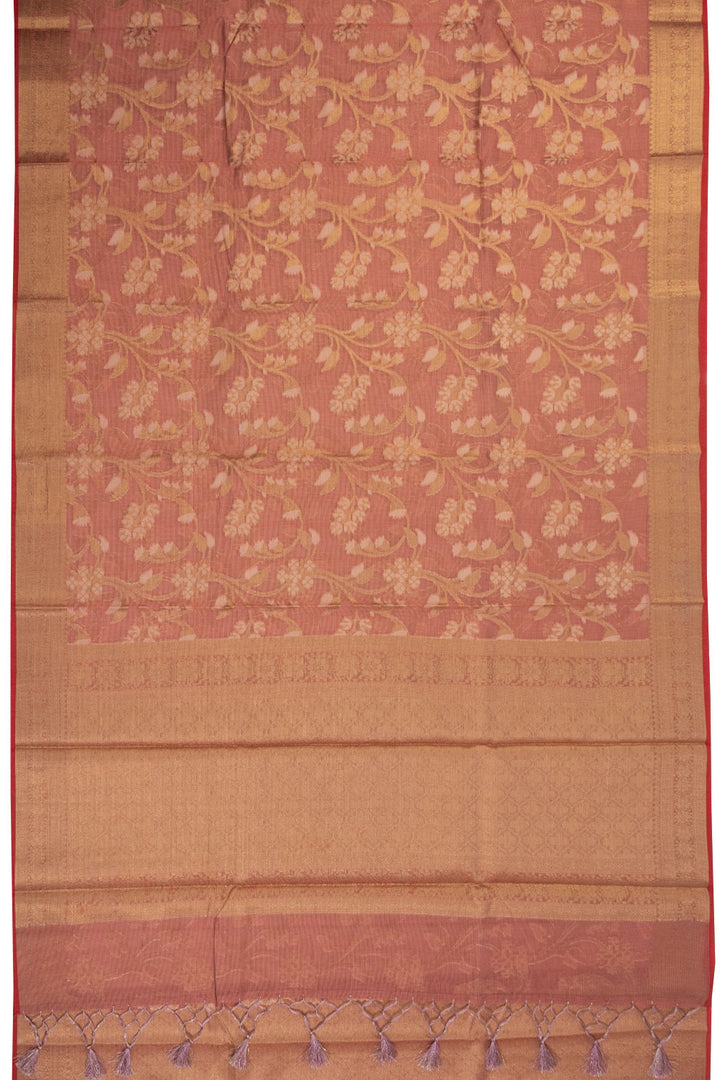 Dusky Mauve Handloom Banarasi Silk Cotton Saree 10070508 - Avishya