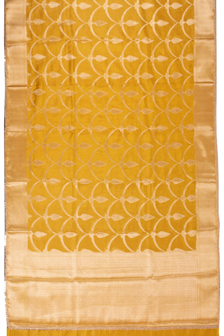 Yellow Banarasi Tissue Organza Saree With Sequin Border