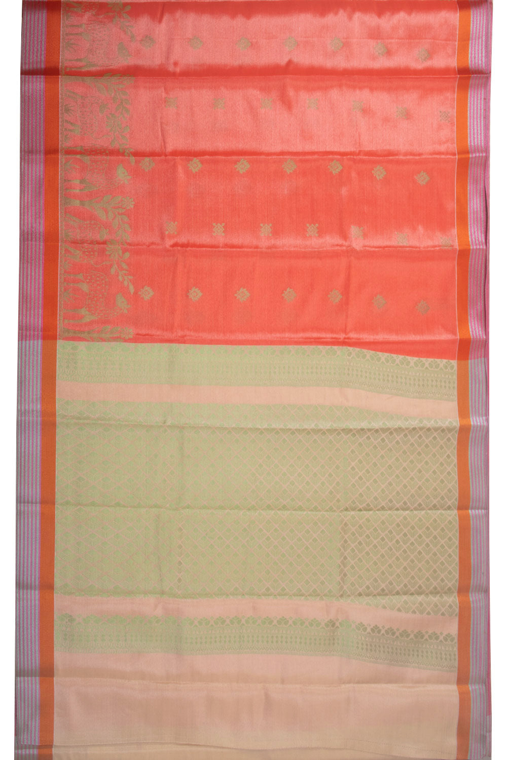 Peach South Tissue Silk Cotton Saree 10073576