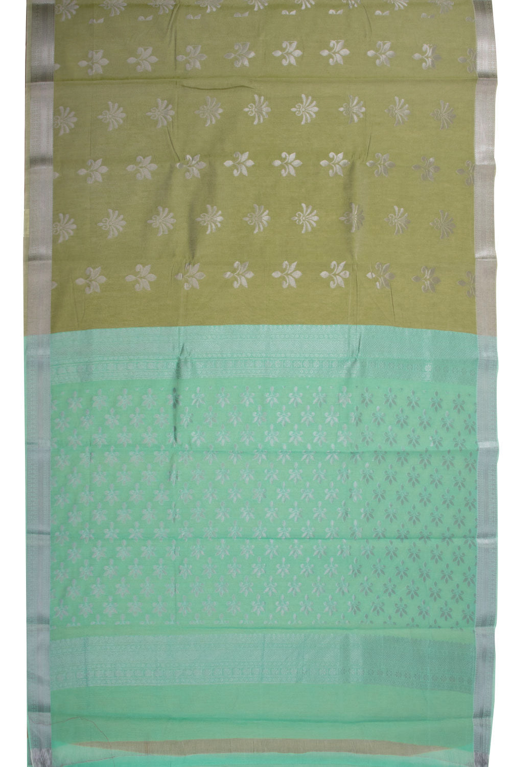 Green South Tissue Silk Cotton Saree 10073589