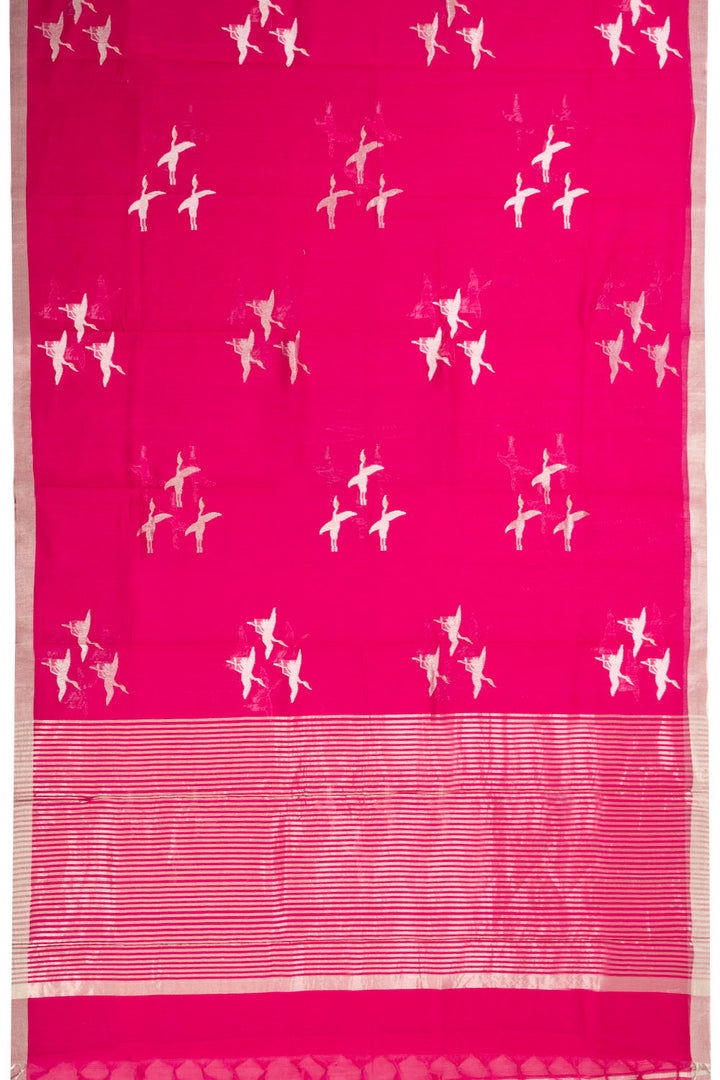 Pink Handloom Chanderi Silk Cotton Saree