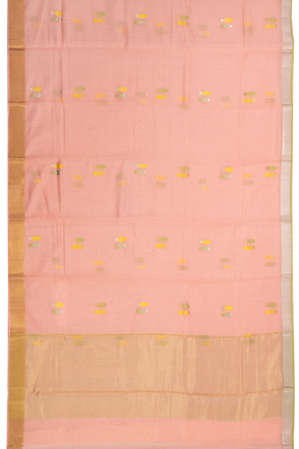 Peach Handloom Chanderi Silk Cotton Saree