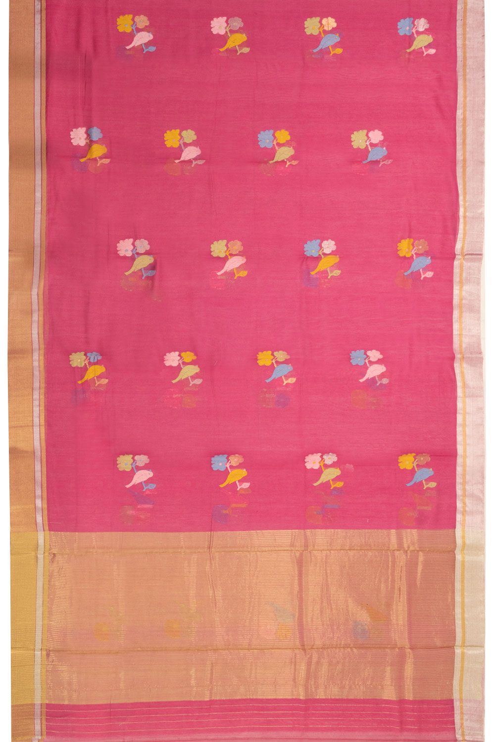 Pink Handloom Chanderi Silk Cotton Saree