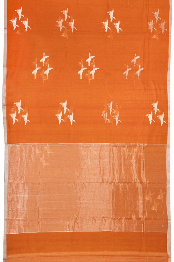 Rust Orange Handloom Chanderi Silk Saree