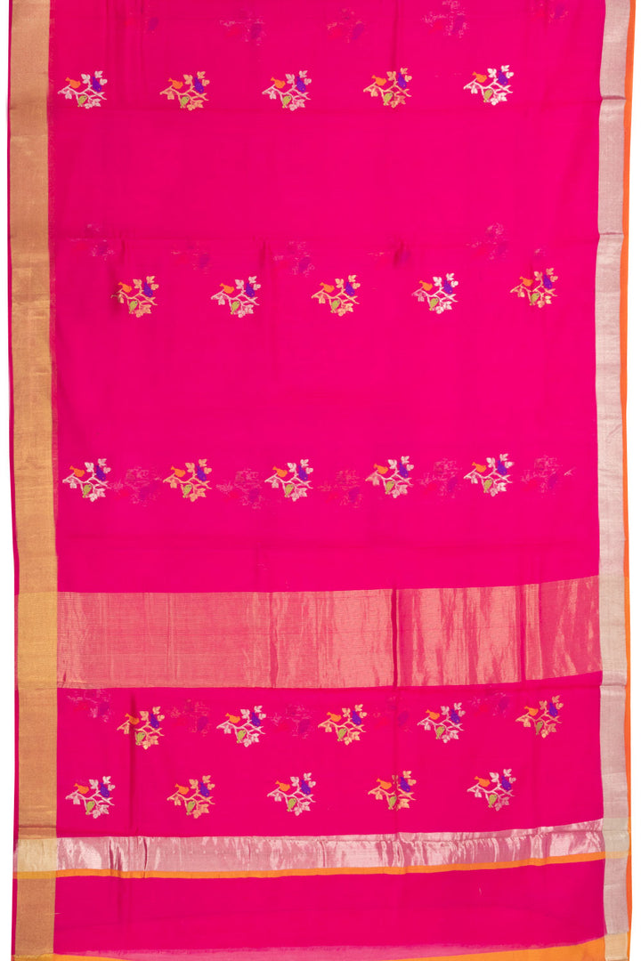 Pink Handloom Chanderi Silk Cotton Saree