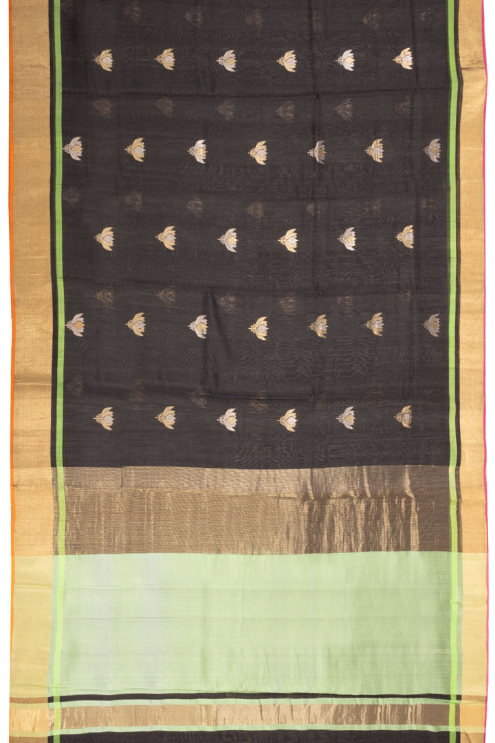 Black Handloom Chanderi Silk Cotton Saree