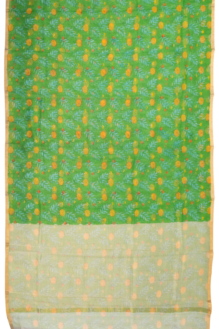 Green Handloom Chanderi Silk Cotton Saree