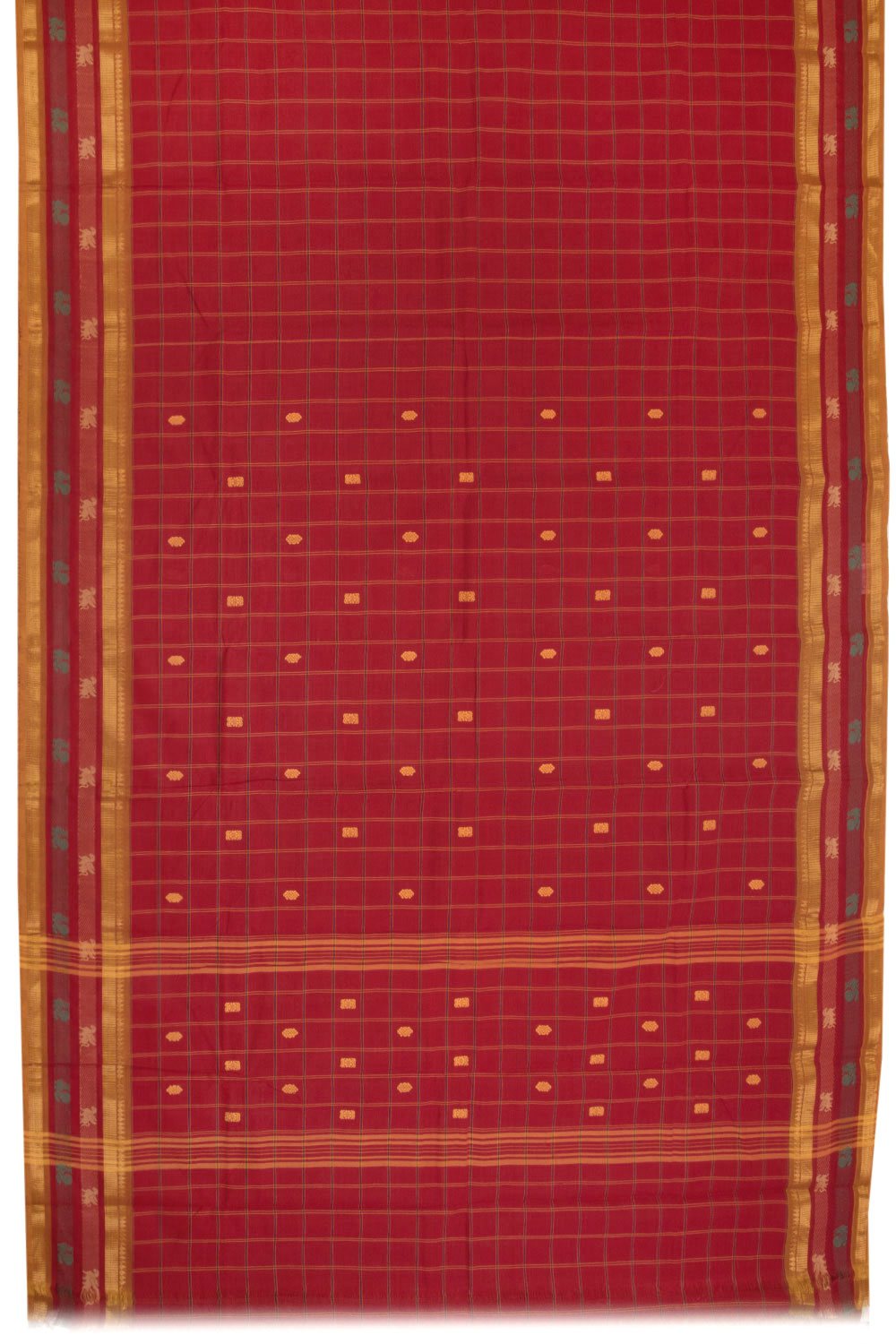 Tomato Red Handloom Chettinad Cotton Saree 10070008