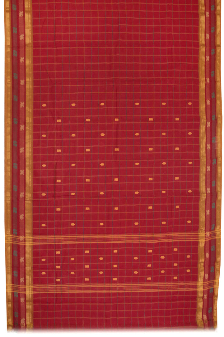 Tomato Red Handloom Chettinad Cotton Saree 10070008