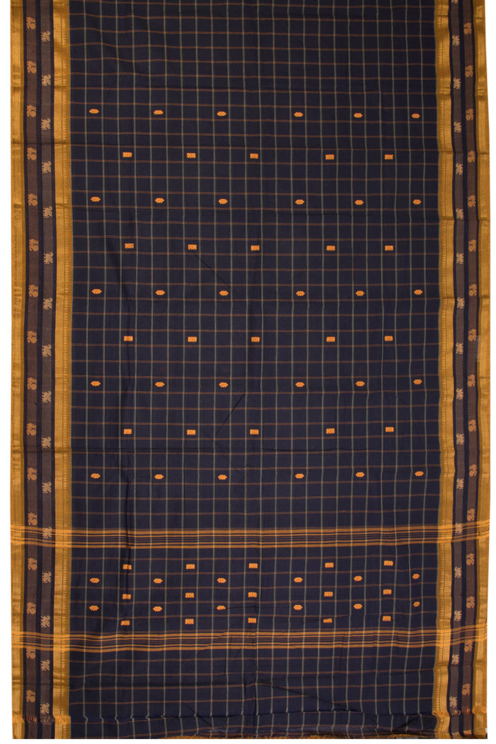 Prussian Blue Handloom Chettinad Cotton Saree 10070009 - Avishya