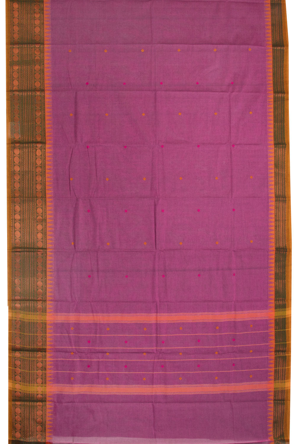 Rust Magenta Handloom Chettinad Cotton Saree 10070023