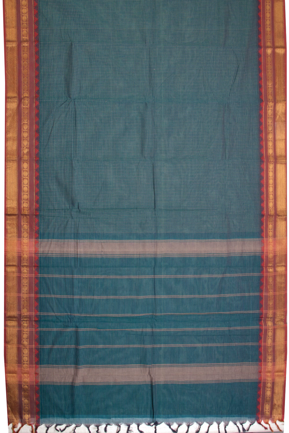 Teal Green Handloom Chettinad Cotton Saree 10070037 - Avishya