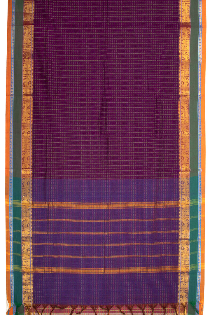 Maroon Handloom Chettinad Cotton Saree 10072580