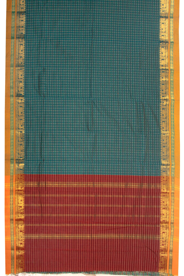 Green Handloom Chettinad Cotton Saree Without Blouse 10072581