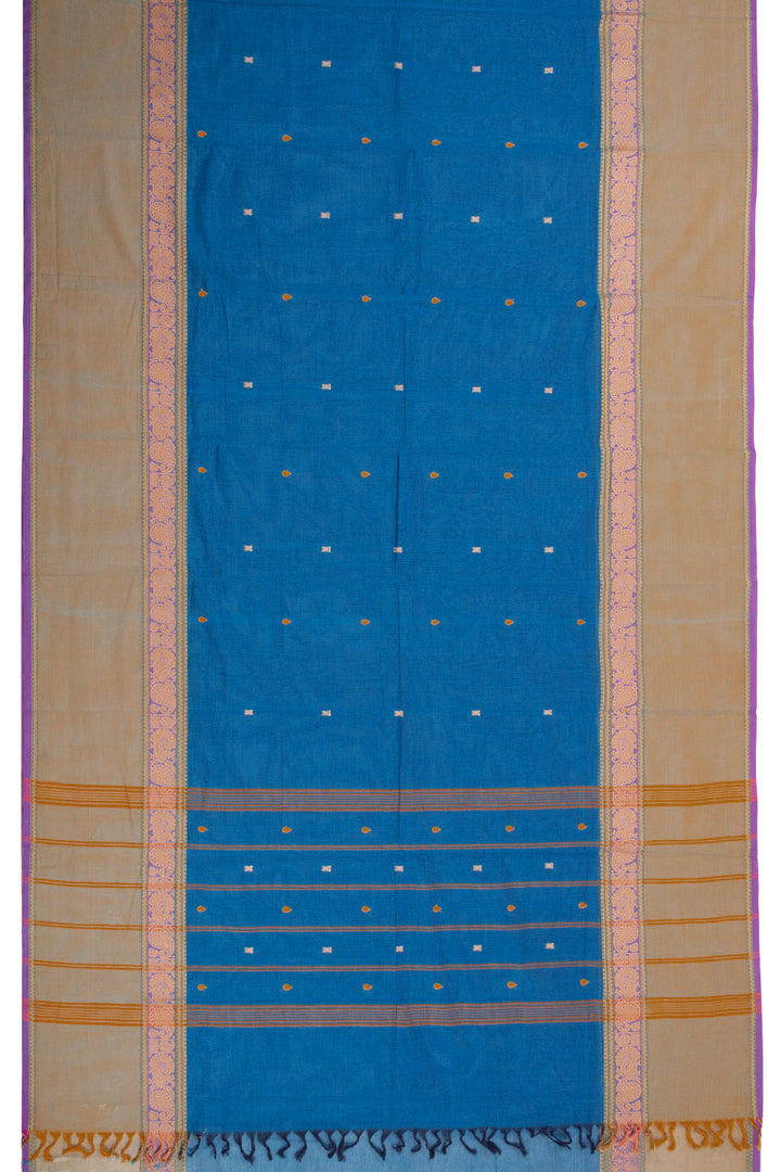 Blue Handloom Chettinad Cotton Saree 10072593