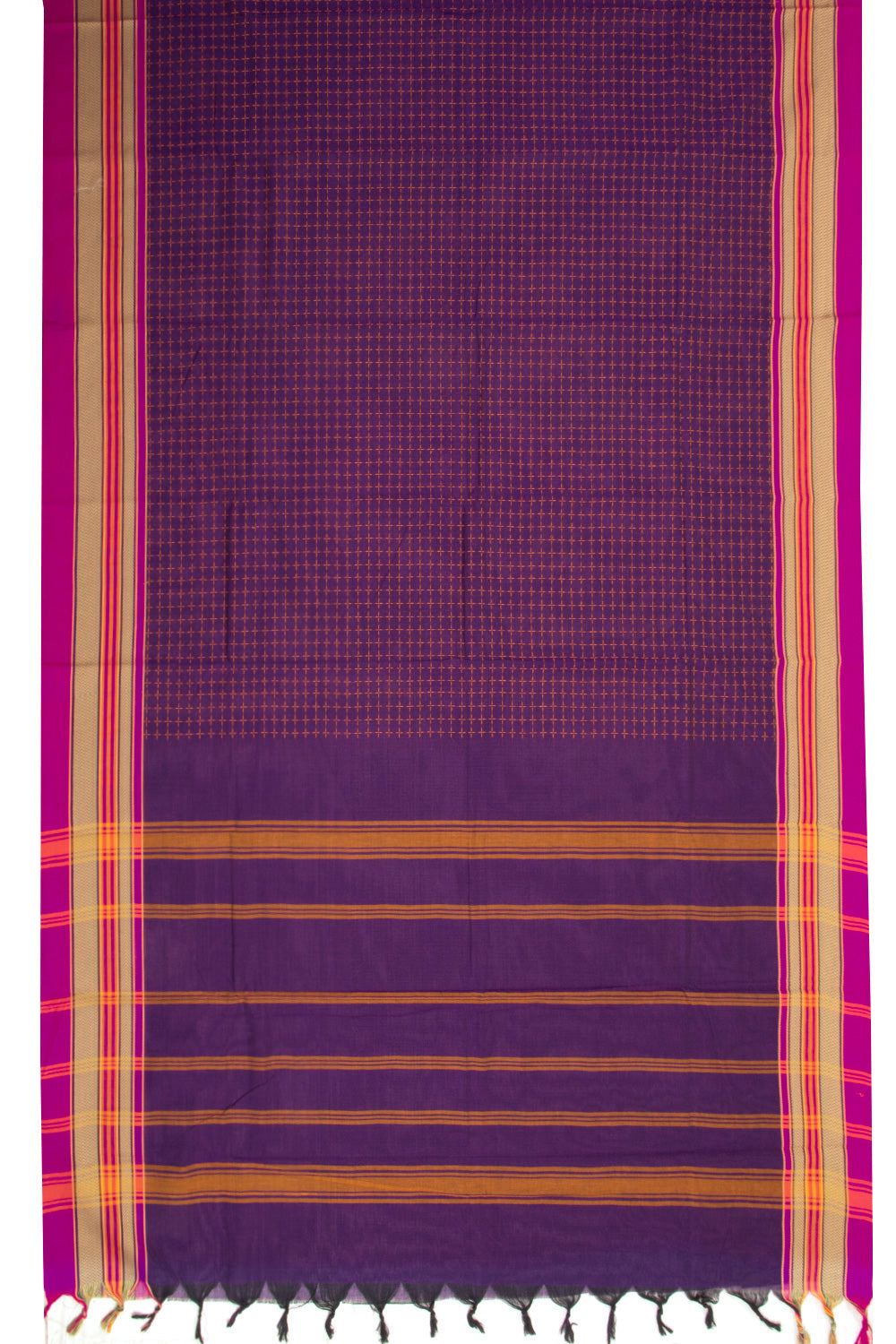 Purple Handloom Chettinad Cotton Saree 10072638